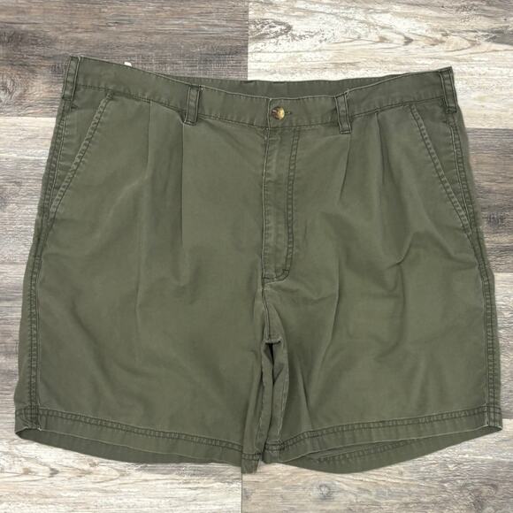 Vintage 90s Y2K Woolrich Herb Green Mens 38 Relaxed Fit Pleated Chino Shorts EUC - Picture 1 of 9